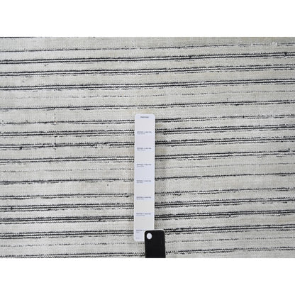 12'1"X15'1" Ivory Modern Design Wool & Silk Hand Loomed Oversized Rug