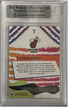 Tyler Herro Autographed 2019-20 Panini Hoops Premium Stock Rookie Card #8 (Becke