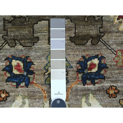 3'X5'10" Gray Heris Design High Mountain Wool Hand Knotted Runner Rug