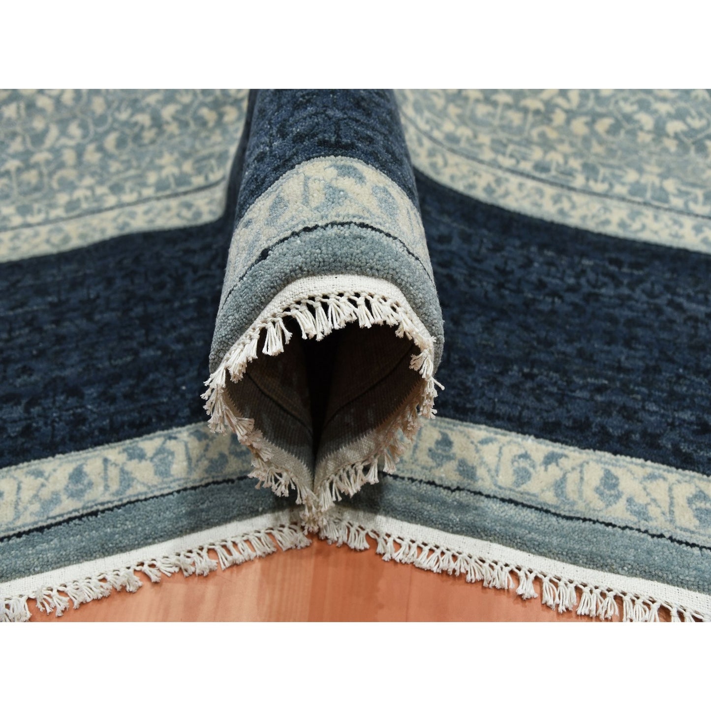 9'X12'3" Blue Modern Design Pure Wool Hand Knotted Oriental Rug
