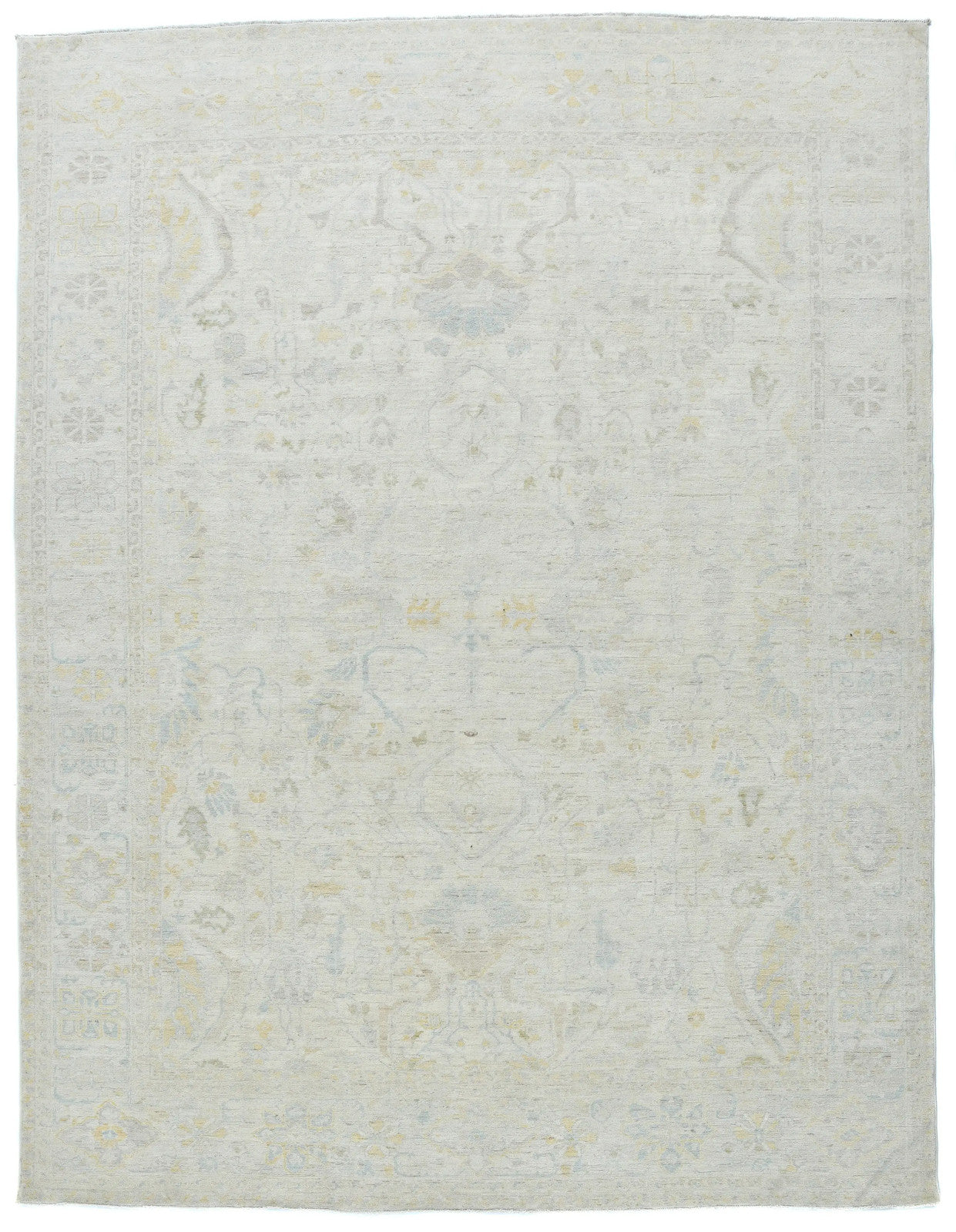 Handspun Wool Oushak Rug Muted Floral Design Bedroom Oriental Carpet 9X12 ft