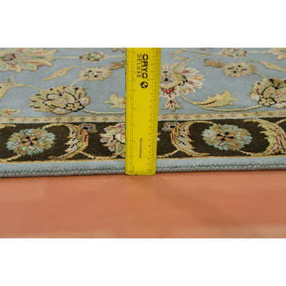 2'7"X18'2" Gray Silk And Wool Hand Knotted Rajasthan Design Xl Runner Rug