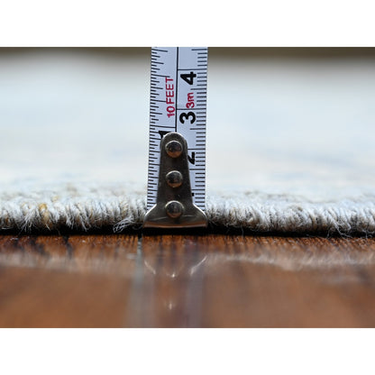 4'X5'9" Coin Gray White Wash Peshawar Wool Hand Knotted Rug