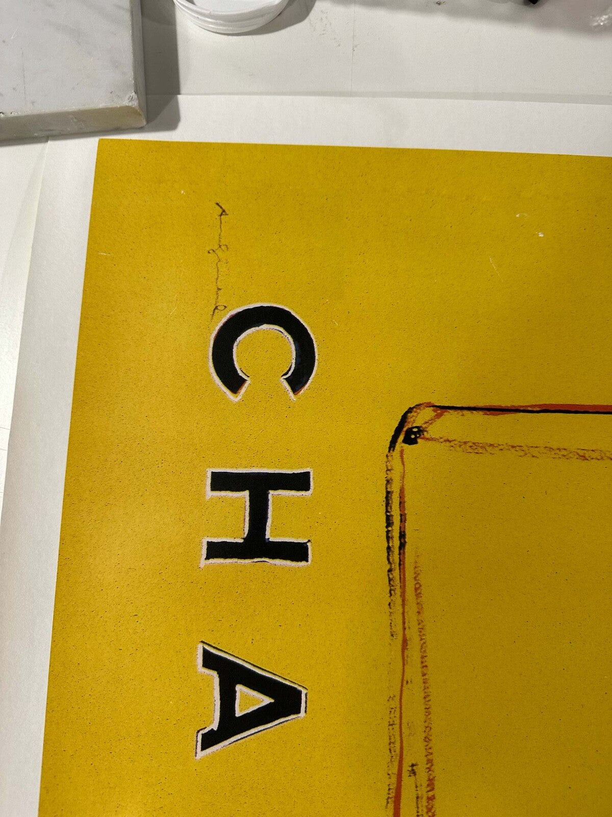 Chanel N5 Warhol 1997 Original On Linen Yellow/Blue  22 X 29 Inch