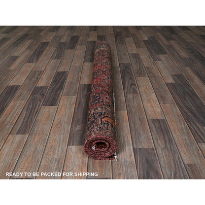 4'1"X6'9" Blush Red Vintage Zoroastrian Khamadan Hand Knotted Pure Wool Rug