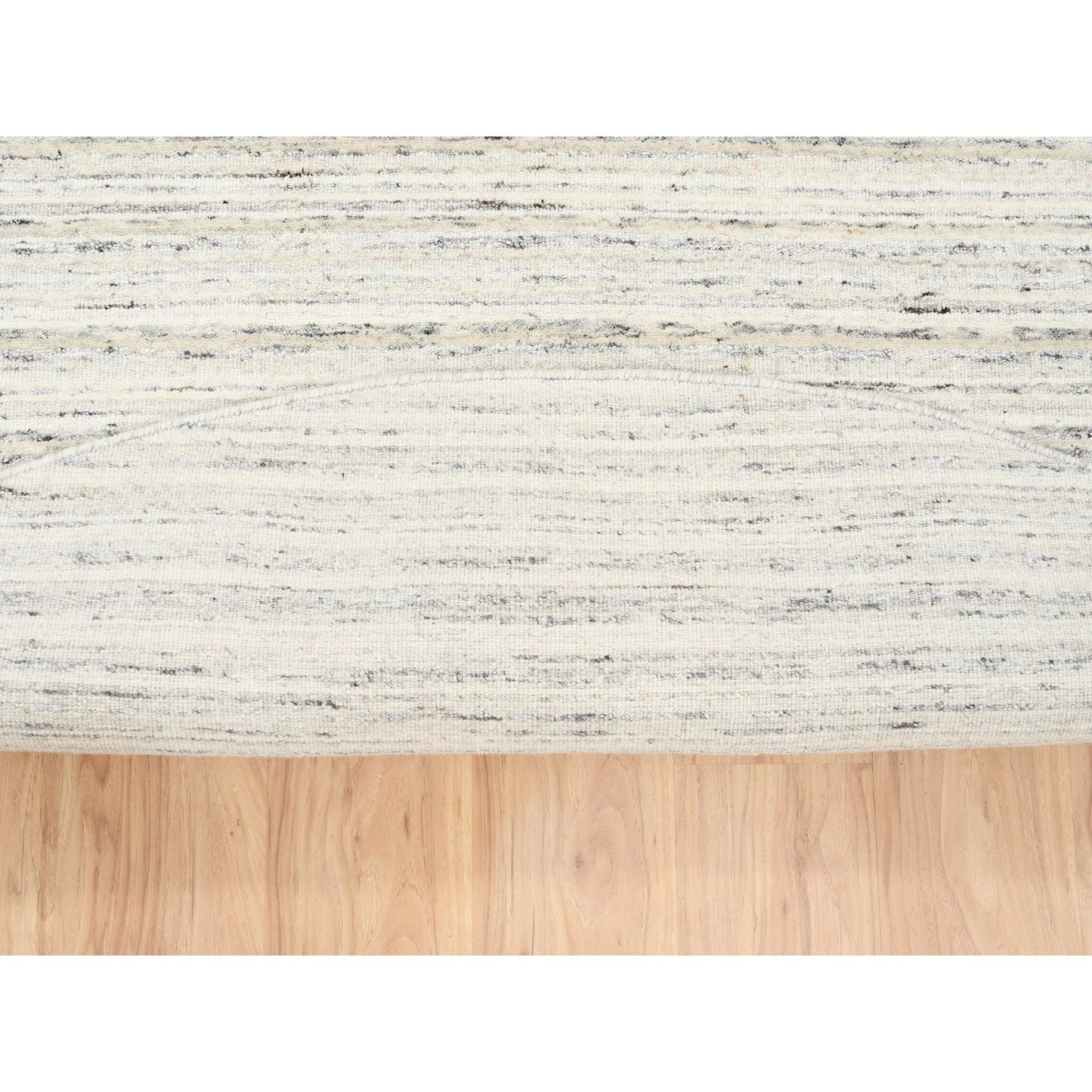 11'10"X11'10" Hand Loomed Natural Wool Plain Modern Design Gray Round Rug