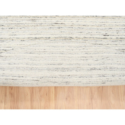 11'10"X11'10" Hand Loomed Natural Wool Plain Modern Design Gray Round Rug