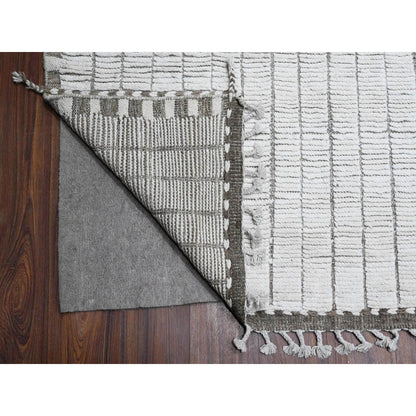 12'2"X15'2" Ivory Hand Knotted Moroccan Weave Oversized Oriental Rug