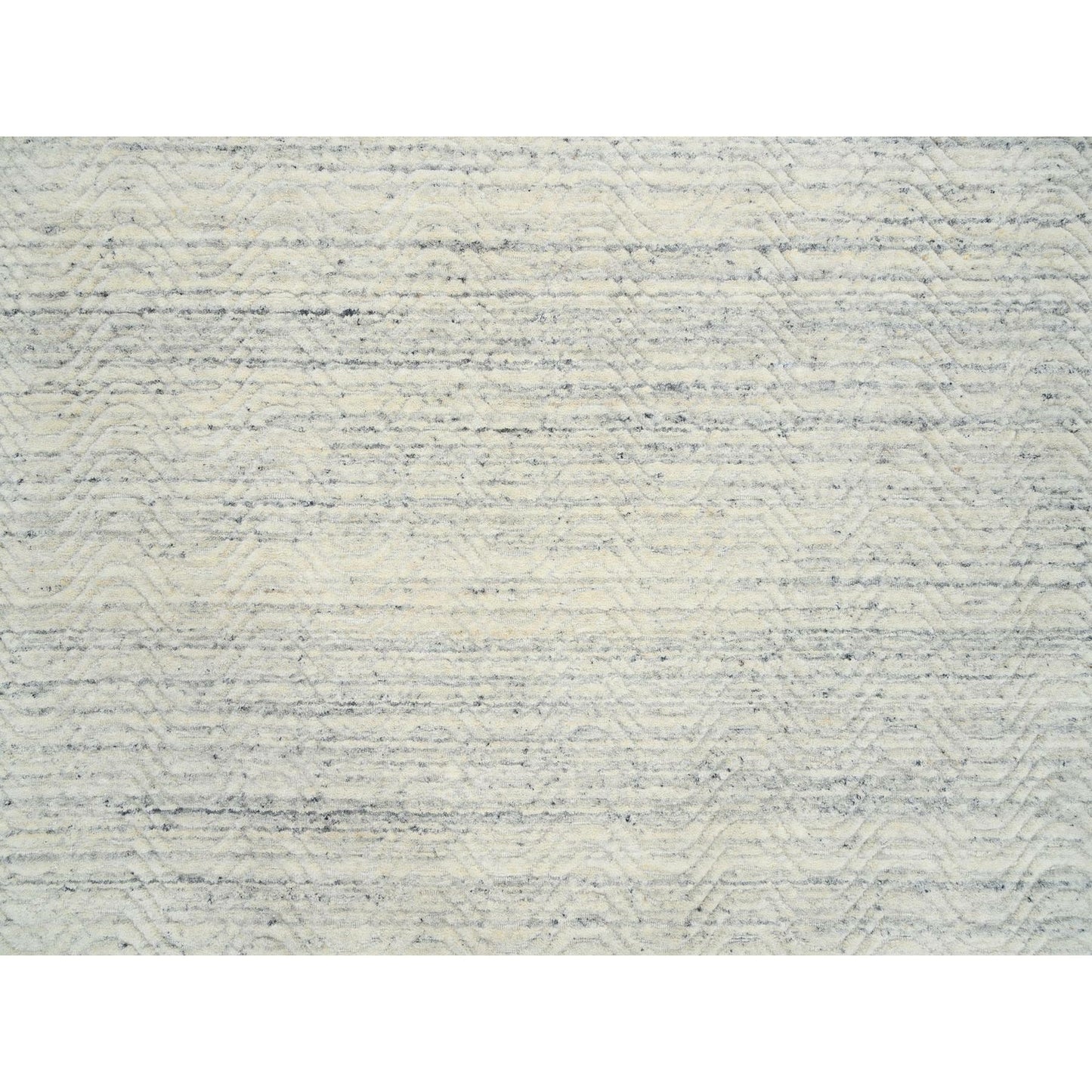 10'1"X10'1" Beige Hand Loomed Modern Design Wool Square Oriental Rug