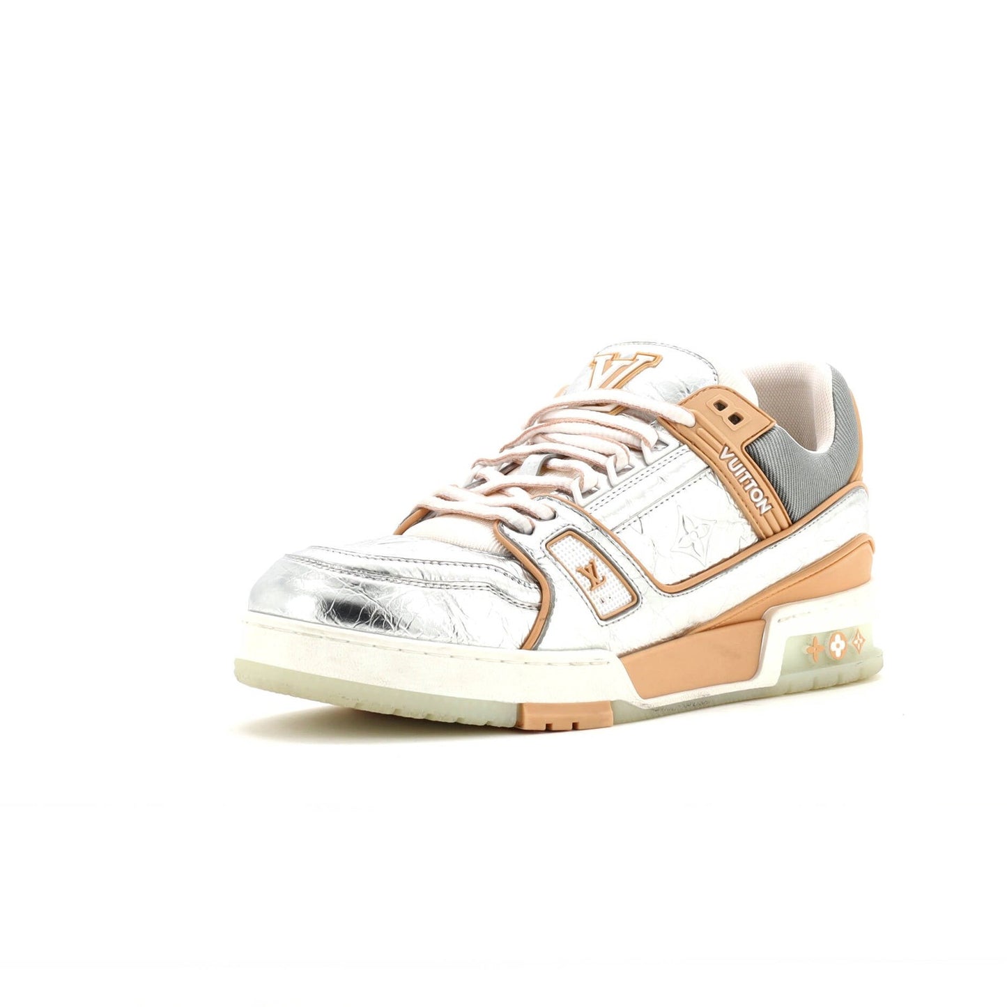 Louis Vuitton Men'S Lv Trainer Sneakers Monogram Embossed Metallic Leather