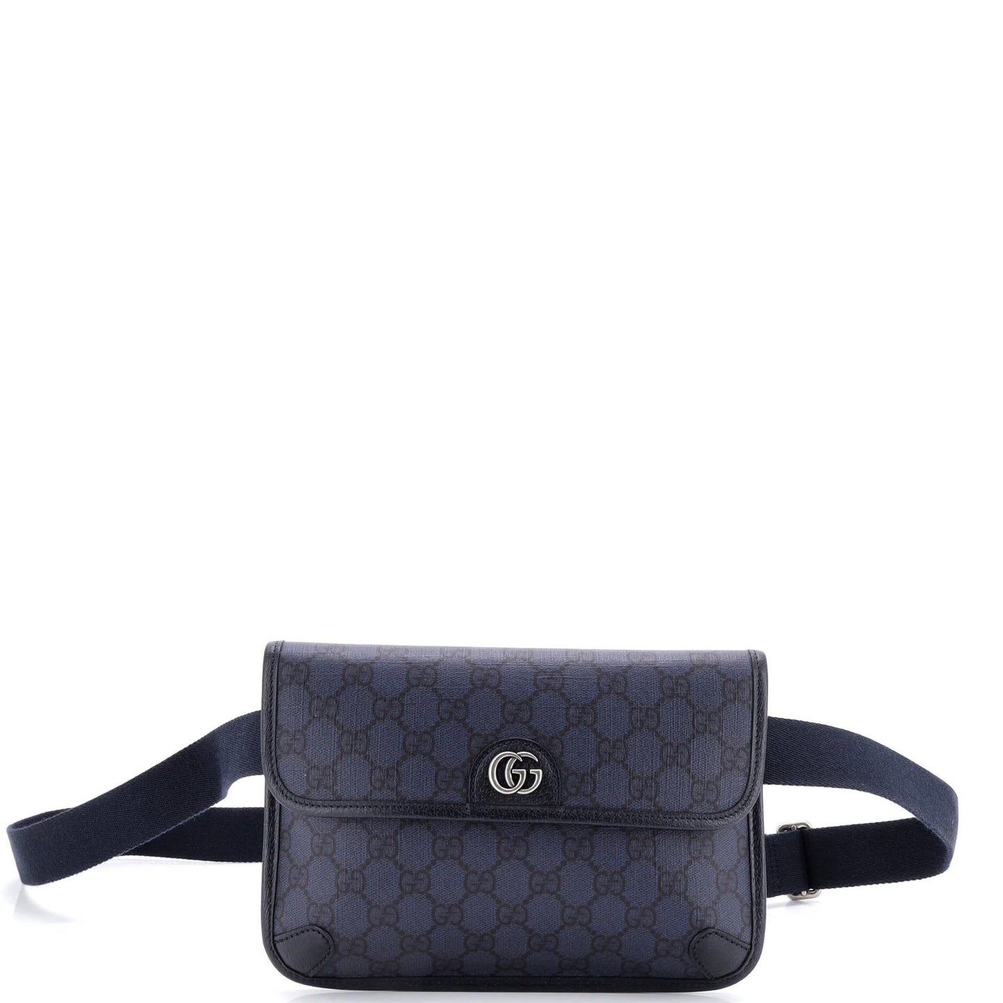 Gucci Flap Belt Bag Gg Coated Canvas With Leather