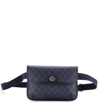 Gucci Flap Belt Bag Gg Coated Canvas With Leather