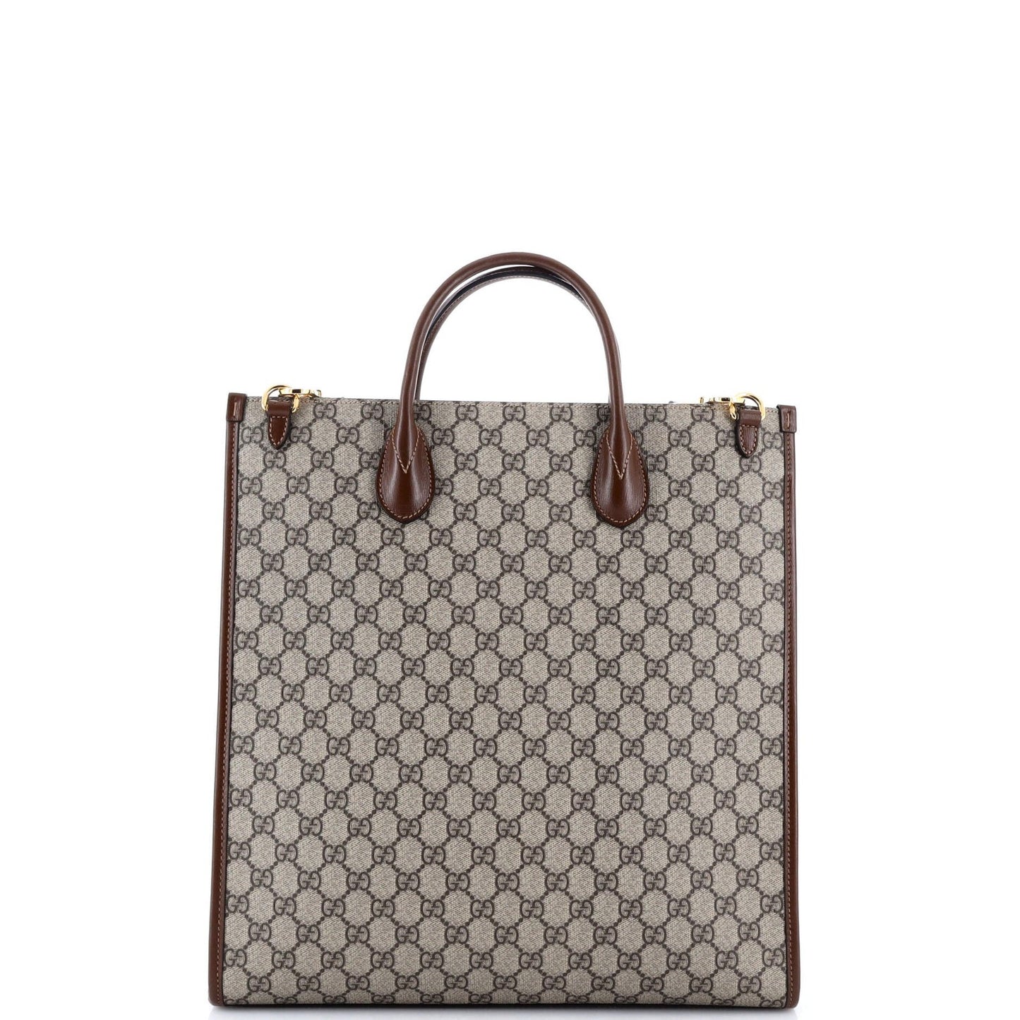 Gucci Vertical Structured Top Handle Open Tote Gg Coated Canvas Medium