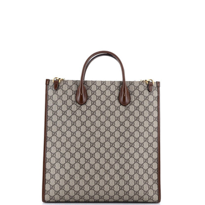 Gucci Vertical Structured Top Handle Open Tote Gg Coated Canvas Medium