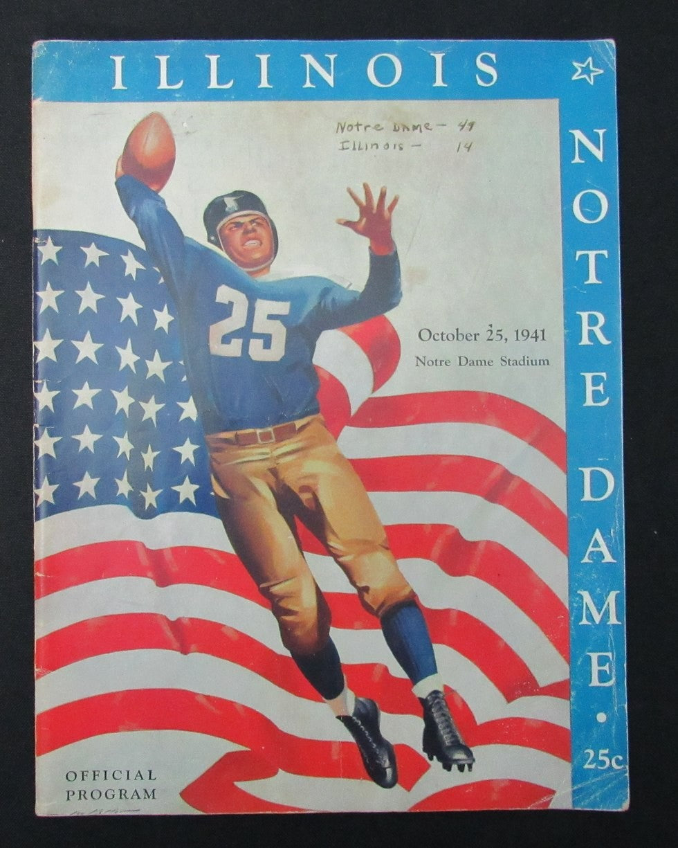 10/25/1941 Illinois Vs. Notre Dame College Program 185919