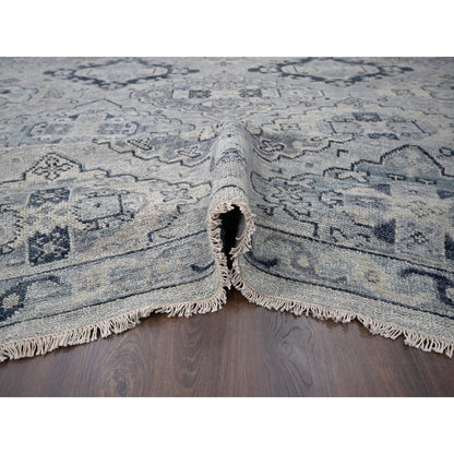12'X17'9" Gray Hand Knotted Anatolian Design Organic Wool Oversized Rug
