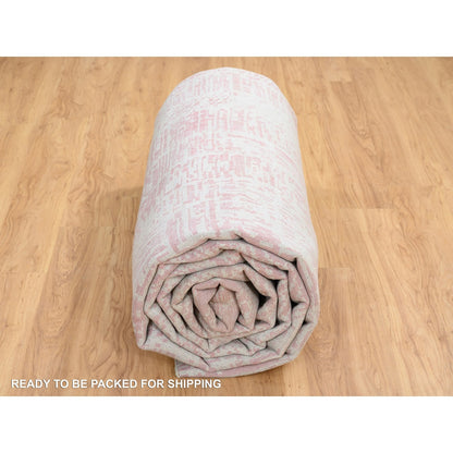 11'10"X17'10" Pink Wool And Art Silk Jacquard Hand Loomed Oversized Rug
