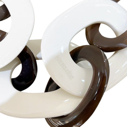 Hermes Caravane Necklace White & Brown Lacquer Buffalo Horn