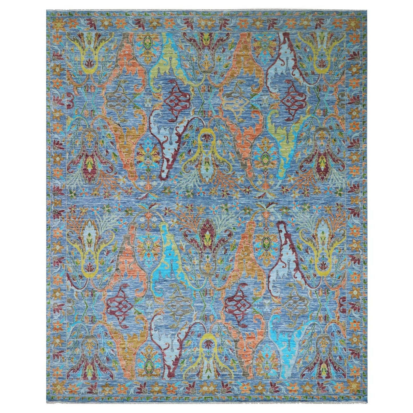 12'3"X15' Blue 100% Wool Colorful Oushak Weave Hand Knotted Oversized Rug