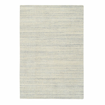5'10"X9' Beige Variegated Textured Modern Design Wool Hand Loomed Rug