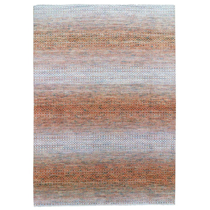 9'10"X13'10" Orange Hand Knotted Modern Chiaroscuro Collection Wool Rug