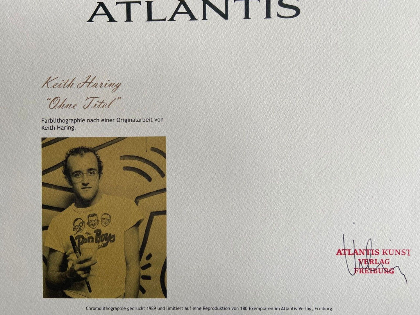 Keith Haring Lithograph Coa Signed Numbered By Hand Certificate