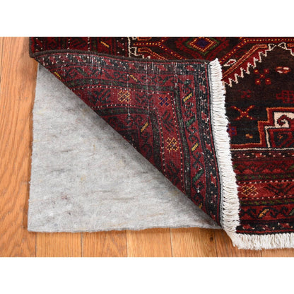 3'7"X6'5" Brown Vintage Zoroastrian Balooch Pure Wool Hand Knotted Rug