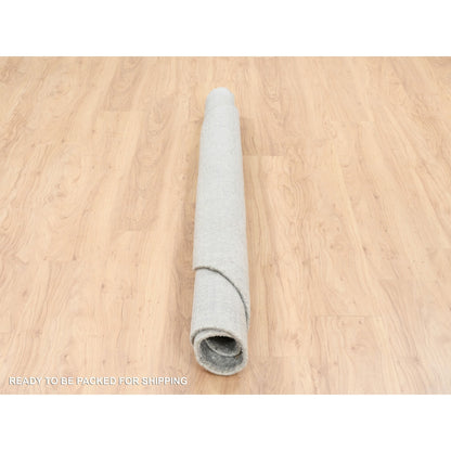 6'X6' Fine Jacquard Gray Hand Loomed Wool And Silk Round Rug