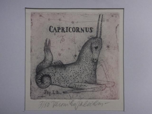 Veronika Paleckova "Capricornus" Signed Etching Limited 50 Zodiac Czech Art