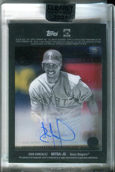 Juan Gonzalez 2021 Topps Clearly Authentic Autographed Card 1/99