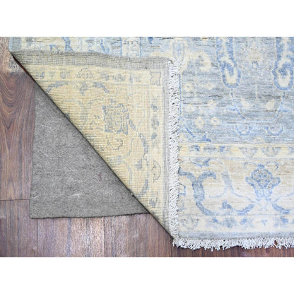 4'X5'9" Coin Gray White Wash Peshawar Wool Hand Knotted Rug