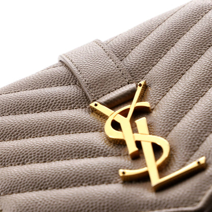 Saint Laurent Classic Monogram Envelope Wristlet Clutch Mixed Matelasse Leather