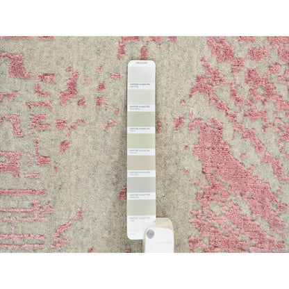 11'10"X17'10" Pink Wool And Art Silk Jacquard Hand Loomed Oversized Rug
