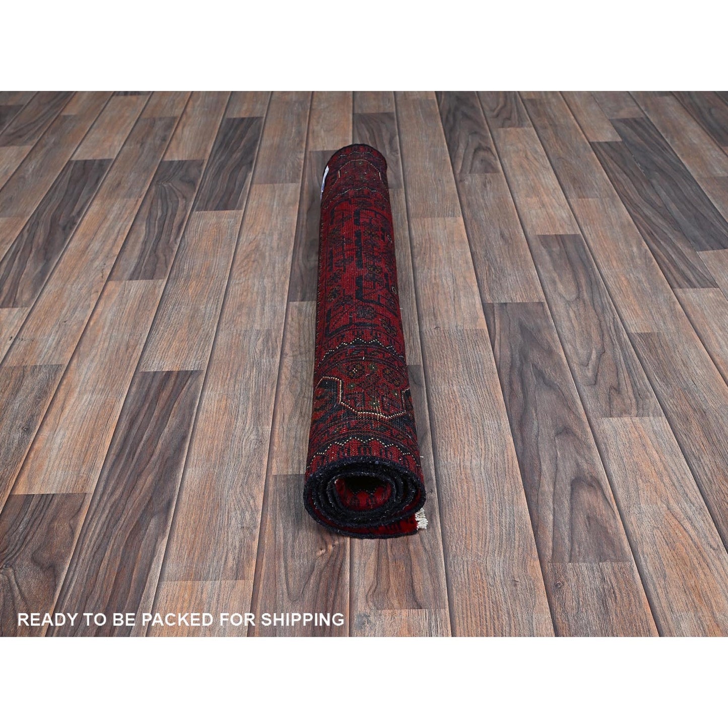 2'8"X4' Red Afghan Khamyab Tribal Design Soft Wool Hand Knotted Sample Rug