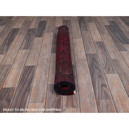 2'8"X4' Red Afghan Khamyab Tribal Design Soft Wool Hand Knotted Sample Rug