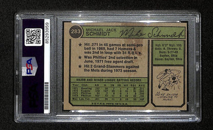 1974 Topps Mike Schmidt Phillies Card #283 Signed