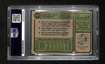 1974 Topps Mike Schmidt Phillies Card #283 Signed