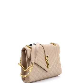 Medium Saint Laurent Classic Monogram Envelope Satchel Mixed Matelasse Leather