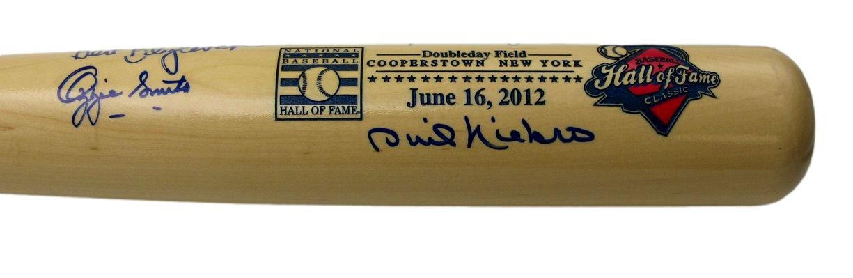 2012 Hof Classic Game Cooperstown Bat Signed By 6 Fisk Perez Jsa Steiner 196256