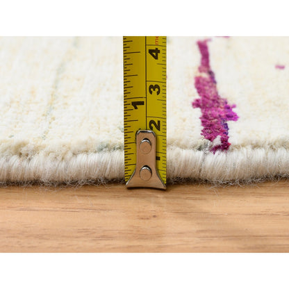 5'X5' Colorful Modern Design Wool And Silk Hand Knotted Round Rug