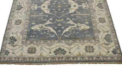 Handmade Oushak Oriental Rug Floral Design Pastel