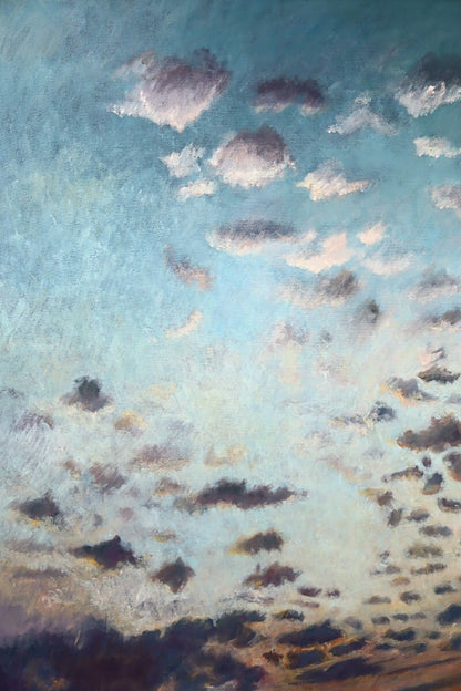 Nancy B. Bandy Hazy Dawn 1990 Original Oil Painting Large 36X48 Landscape Sky