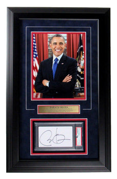 Barack Obama Signed 3X5 Index Card/Cut With 8X10