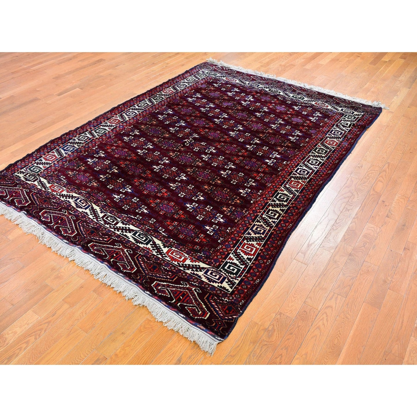 KPSI 6'7"x9'6" Red Vintage Turkoman Yomut Bokara Main Rug 300