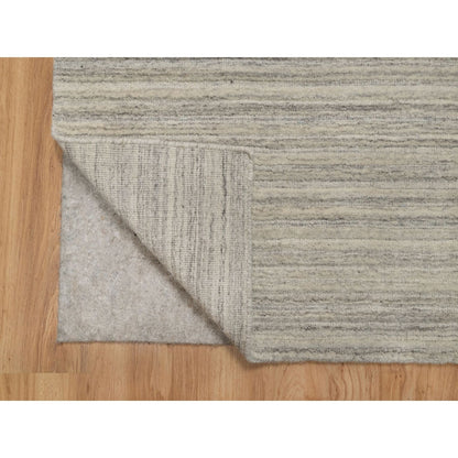 2'5"X8' Beige Plain Modern Design Undyed Pure Wool Hand Loomed Runner Rug