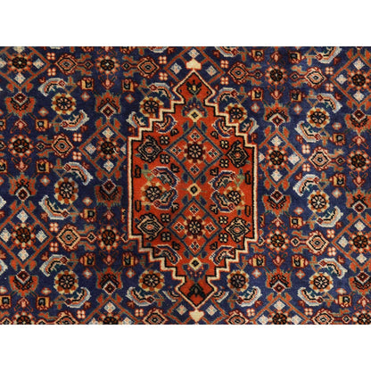2'4"X2'4" Blue Vintage Zoroastrian Wool Hand Knotted 300 Kpsi Square Rug