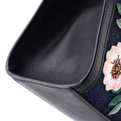 Gucci Tiger Pearl Tote Embroidered Denim Medium