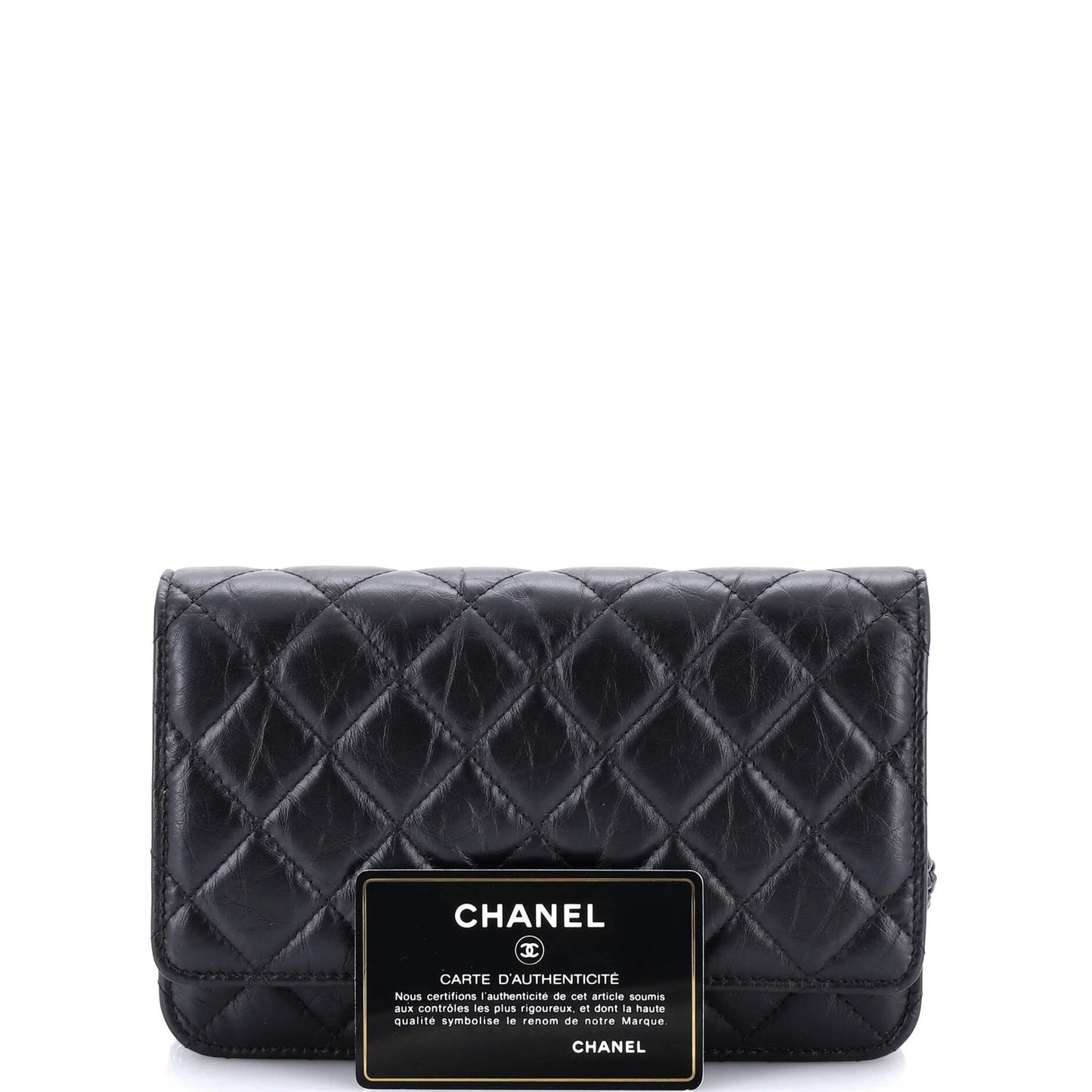 Chanel So Black Reissue 2.55 Wallet On Chain Quilted Aged Calfskin
