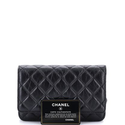 Chanel So Black Reissue 2.55 Wallet On Chain Quilted Aged Calfskin