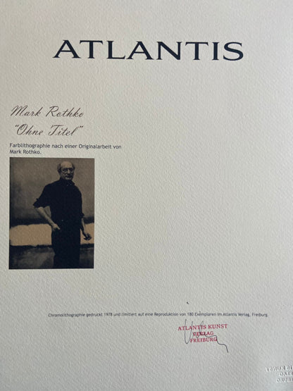 Mark Rothko Lithograph Coa Signed Op Numbered In